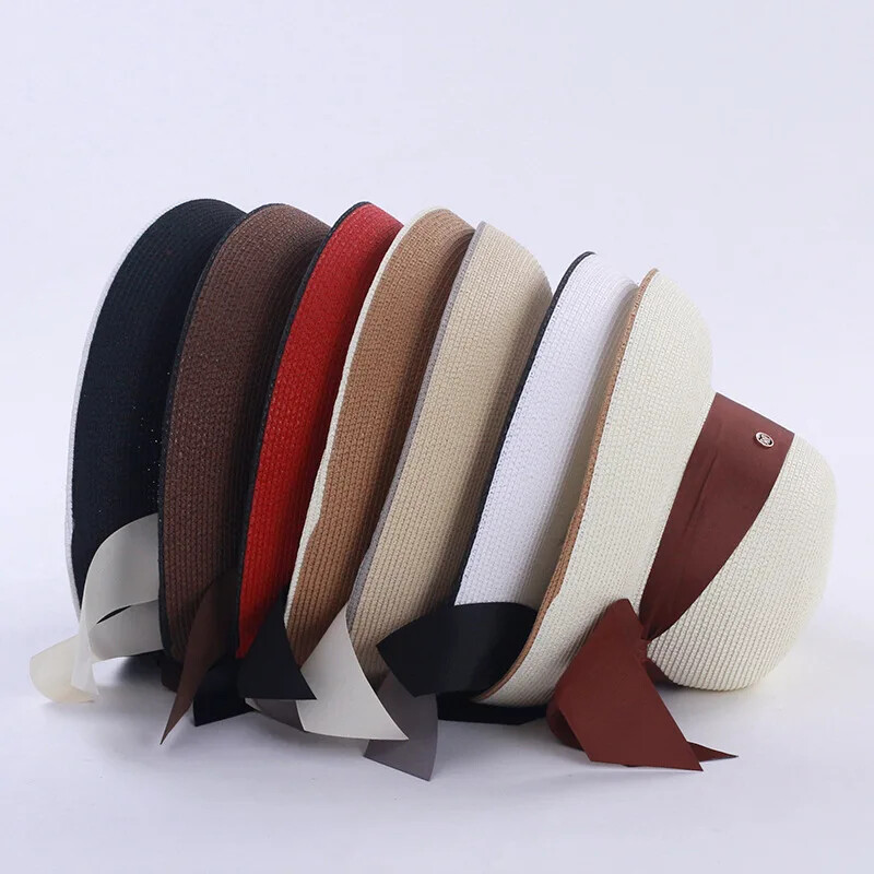 Șapcă femeie pălărie de plajă pălărie de găleată în stil Hepburn pălărie de vară cu design retro de călătorie cu protecție solară pălărie de paie parasolar pălărie de pescar cască de soare