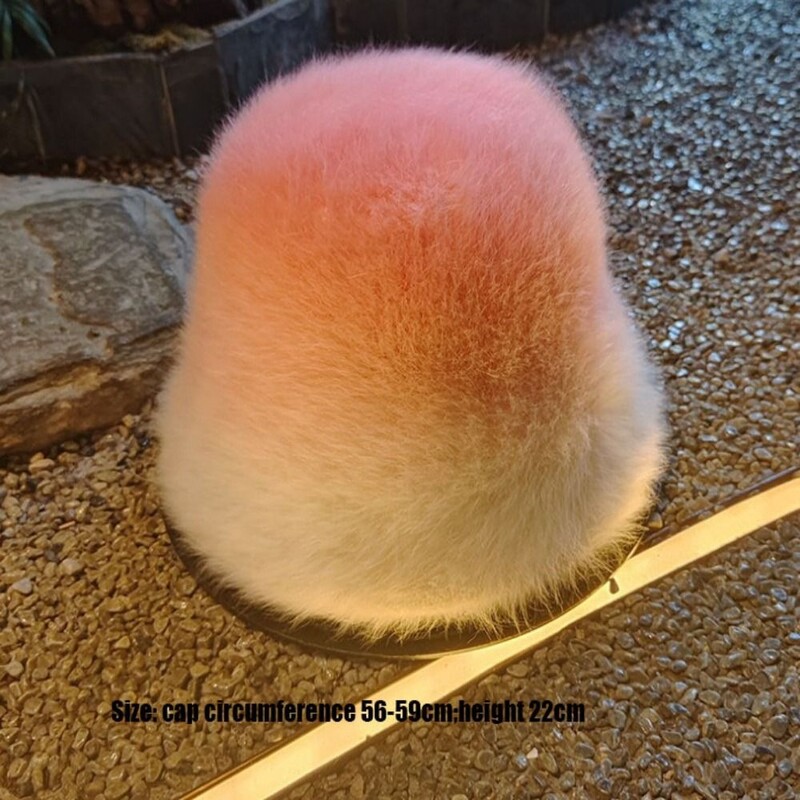 Pălărie cu găleată de iepure de modă nouă, schimbare treptată a culorii, păr de iepure, șapcă de pescar, moale, caldă, turban, șapcă în aer liber