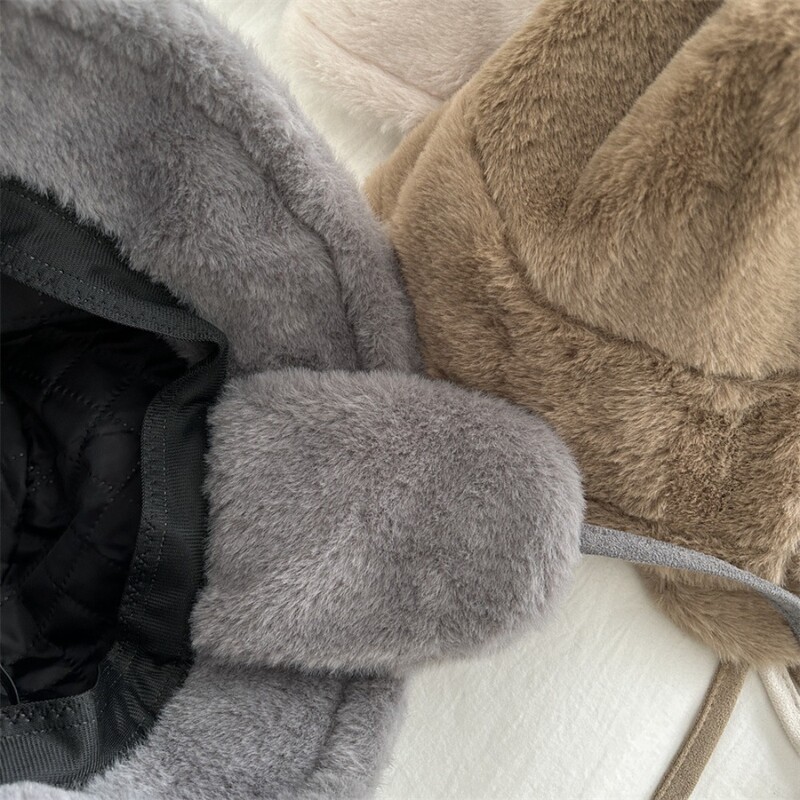 Pălărie caldă de iarnă Protecție urechi Pălărie caldă de iarnă Țesătură de bumbac detașabilă Pălărie de drumeție Pălărie cu găleată din blană