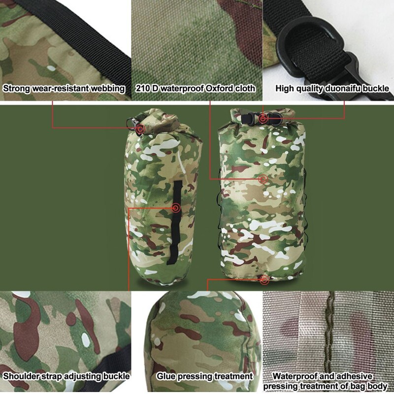 Geantă impermeabilă de camuflaj, sac uscat, husă impermeabilă pentru telefon, plutitoare, plimbări cu barca, caiac, geantă de camping pentru accesorii de înot în aer liber