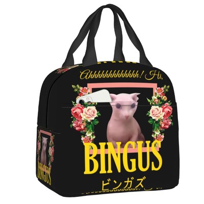 Geantă de prânz izolată cu pisică neagră care se uită la luna plină pentru femei, cutie de bento portabilă, cu desene animate cu animale