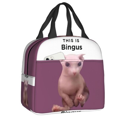 Geantă de prânz izolată cu pisică neagră care se uită la luna plină pentru femei, cutie de bento portabilă, cu desene animate cu animale