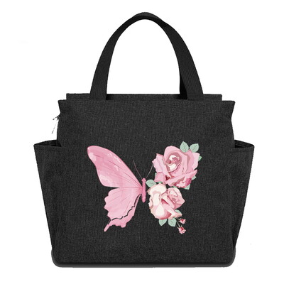 Geantă reutilizabilă cutie de prânz pentru copii Genți de tote izolate Seria de imprimare cu fluturi impermeabilă Picnic în aer liber Hi-Q