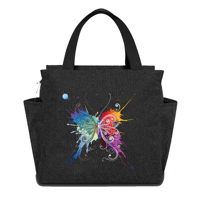 Geantă reutilizabilă cutie de prânz pentru copii Genți de tote izolate Seria de imprimare cu fluturi impermeabilă Picnic în aer liber Hi-Q