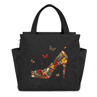 Geantă reutilizabilă cutie de prânz pentru copii Genți de tote izolate Seria de imprimare cu fluturi impermeabilă Picnic în aer liber Hi-Q