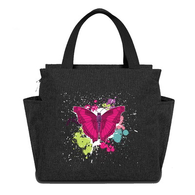 Geantă reutilizabilă cutie de prânz pentru copii Genți de tote izolate Seria de imprimare cu fluturi impermeabilă Picnic în aer liber Hi-Q