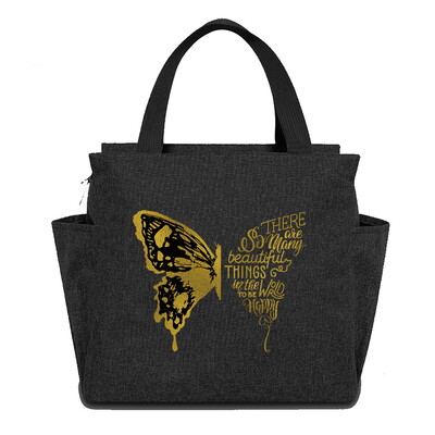 Geantă reutilizabilă cutie de prânz pentru copii Genți de tote izolate Seria de imprimare cu fluturi impermeabilă Picnic în aer liber Hi-Q