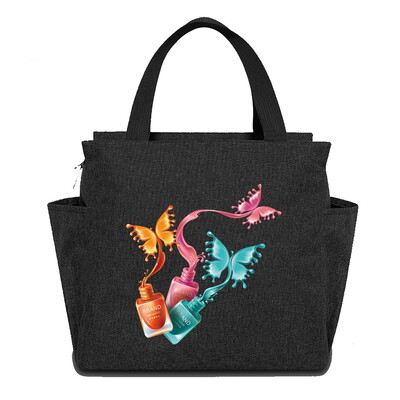Geantă reutilizabilă cutie de prânz pentru copii Genți de tote izolate Seria de imprimare cu fluturi impermeabilă Picnic în aer liber Hi-Q
