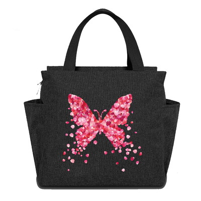 Geantă reutilizabilă cutie de prânz pentru copii Genți de tote izolate Seria de imprimare cu fluturi impermeabilă Picnic în aer liber Hi-Q