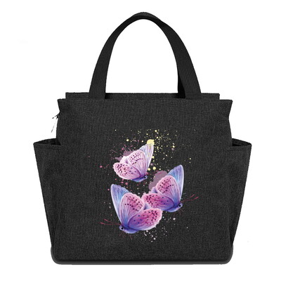 Geantă reutilizabilă cutie de prânz pentru copii Genți de tote izolate Seria de imprimare cu fluturi impermeabilă Picnic în aer liber Hi-Q