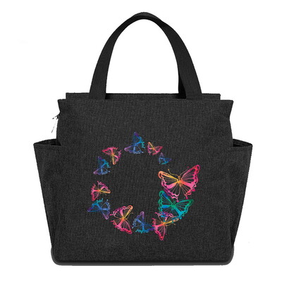 Geantă reutilizabilă cutie de prânz pentru copii Genți de tote izolate Seria de imprimare cu fluturi impermeabilă Picnic în aer liber Hi-Q