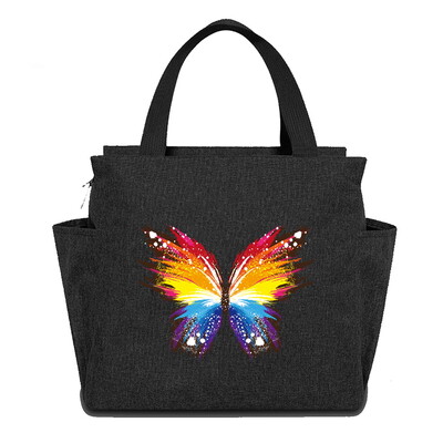 Geantă reutilizabilă cutie de prânz pentru copii Genți de tote izolate Seria de imprimare cu fluturi impermeabilă Picnic în aer liber Hi-Q