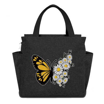 Geantă reutilizabilă cutie de prânz pentru copii Genți de tote izolate Seria de imprimare cu fluturi impermeabilă Picnic în aer liber Hi-Q