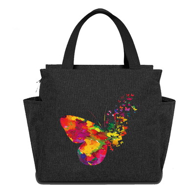 Geantă reutilizabilă cutie de prânz pentru copii Genți de tote izolate Seria de imprimare cu fluturi impermeabilă Picnic în aer liber Hi-Q