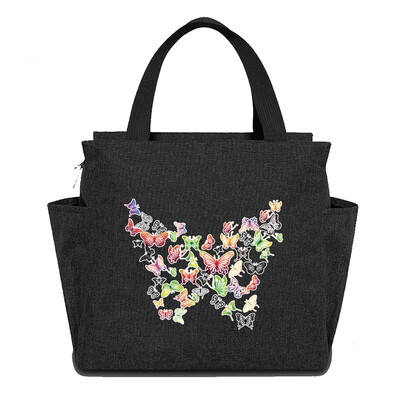 Geantă reutilizabilă cutie de prânz pentru copii Genți de tote izolate Seria de imprimare cu fluturi impermeabilă Picnic în aer liber Hi-Q