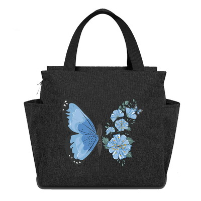 Geantă reutilizabilă cutie de prânz pentru copii Genți de tote izolate Seria de imprimare cu fluturi impermeabilă Picnic în aer liber Hi-Q