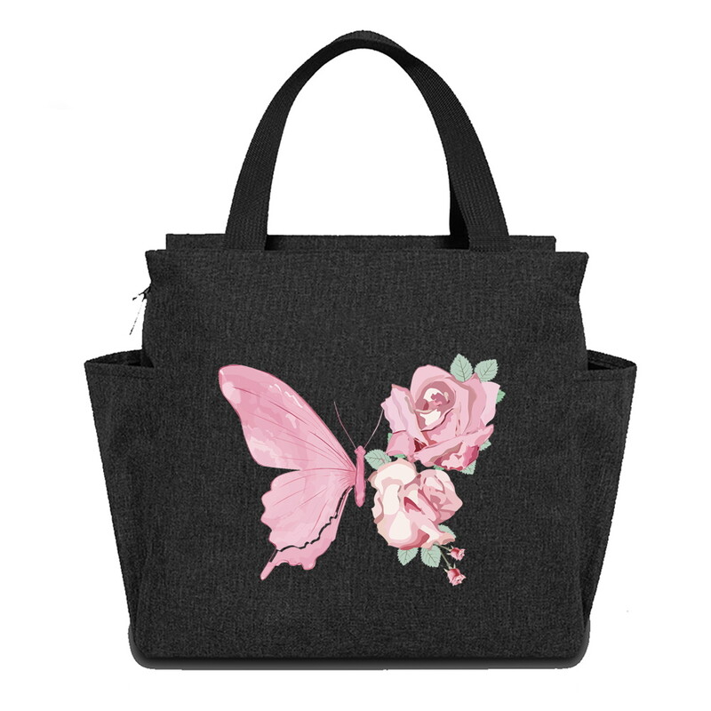 Geantă reutilizabilă cutie de prânz pentru copii Genți de tote izolate Seria de imprimare cu fluturi impermeabilă Picnic în aer liber Hi-Q