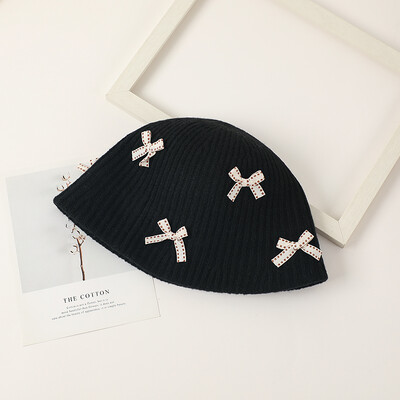 Pălării de iarnă pentru copii Pălărie de găleată din lână cu fundă Pălărie de pescar tricotată caldă pentru fete Elegantă, versatilă, ocazională Pălărie de bazin roz Panama