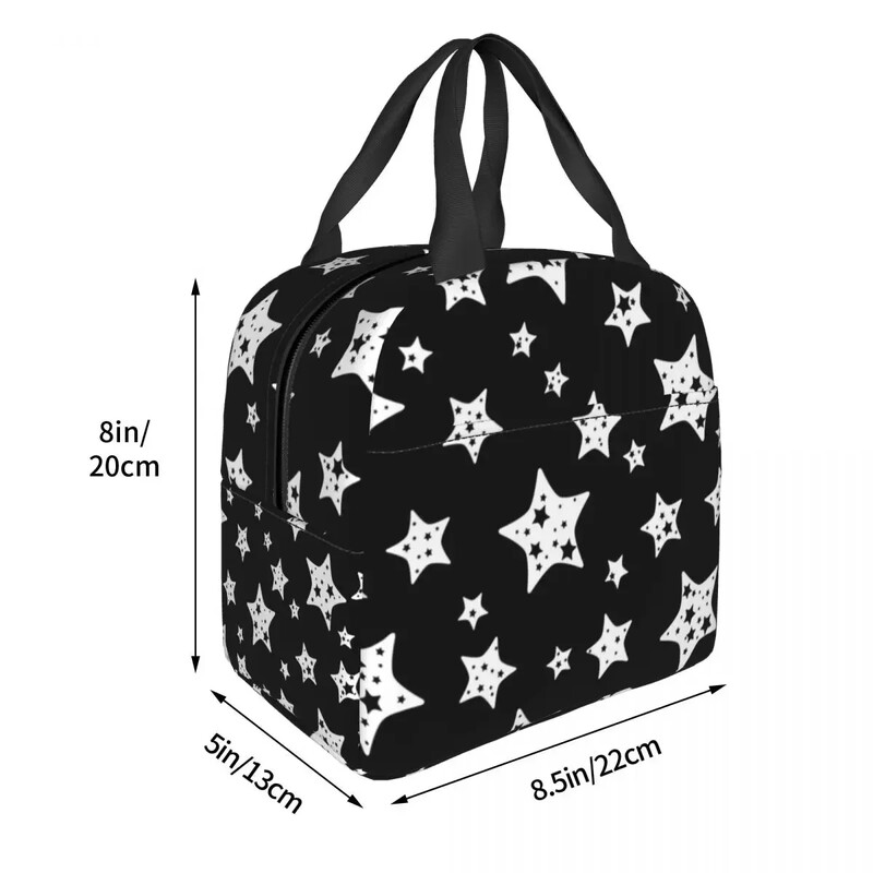Genți de prânz pentru femei, copii, geantă frigorifică izolată în alb și negru