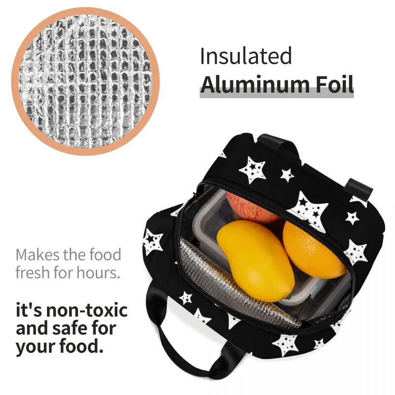 Genți de prânz pentru femei, copii, geantă frigorifică izolată în alb și negru