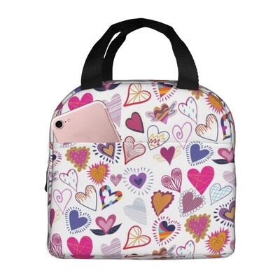 Pielāgota, melna zila plaša sirsniņu raksta pusdienu soma sievietēm vēsāka, termiski izolēta pusdienu kaste bērniem skolas pārtikas piknika somas