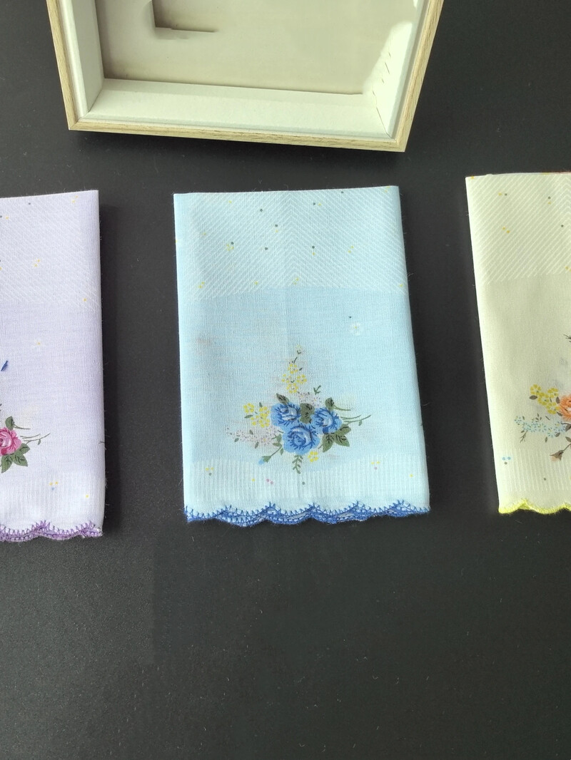 Batistă din bumbac cu senzație subțire pentru femei, Batista imprimată, Retro 3 buc, 11,6 inci