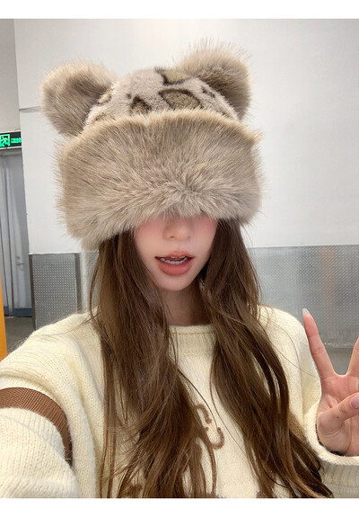 2024 Pălării pufoase cu găleată din blană artificială, femei, blană de iepure, căldură groasă, din pluș, pălărie de iarnă, moda doamnă, șapcă de pescar cu blană de lux Panama Y2k