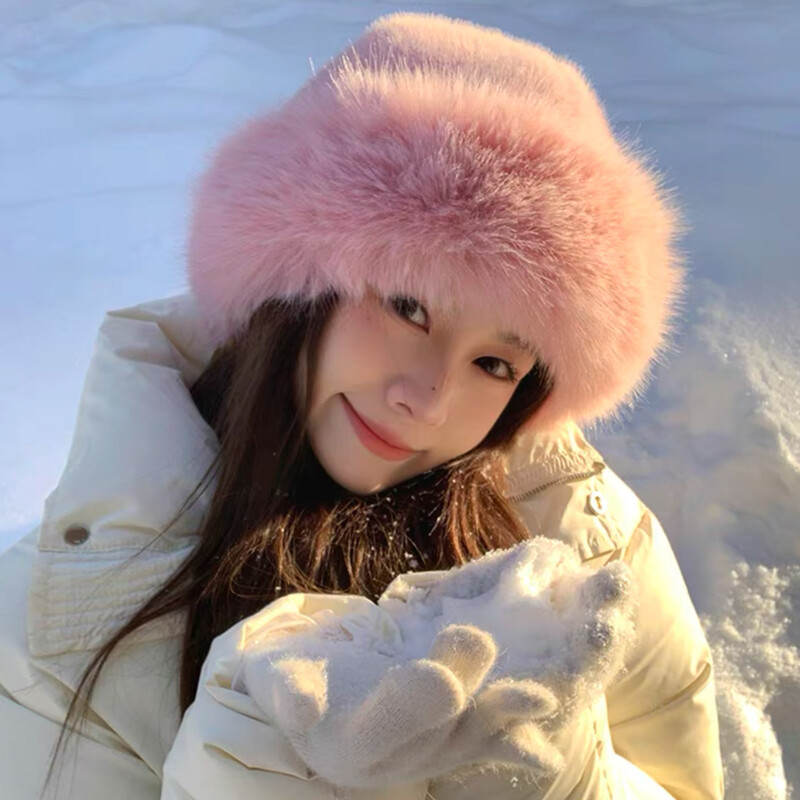 2024 Pălării pufoase cu găleată din blană artificială, femei, blană de iepure, căldură groasă, din pluș, pălărie de iarnă, moda doamnă, șapcă de pescar cu blană de lux Panama Y2k