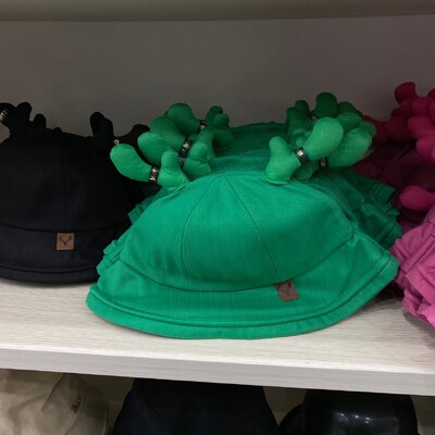 Pălării de găleată cu corn de căprior drăguț din desene animate 2024 cu pălărie de soare ușoară pliabilă de vară, șepci de pescuit pentru femei, bărbați, adolescenți, adulți