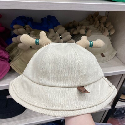 Pălării de găleată cu corn de căprior drăguț din desene animate 2024 cu pălărie de soare ușoară pliabilă de vară, șepci de pescuit pentru femei, bărbați, adolescenți, adulți