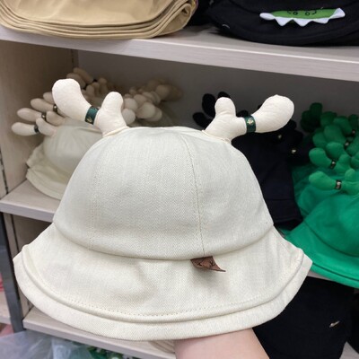 Pălării de găleată cu corn de căprior drăguț din desene animate 2024 cu pălărie de soare ușoară pliabilă de vară, șepci de pescuit pentru femei, bărbați, adolescenți, adulți