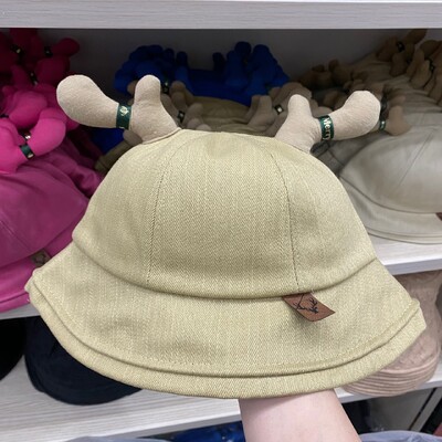 Pălării de găleată cu corn de căprior drăguț din desene animate 2024 cu pălărie de soare ușoară pliabilă de vară, șepci de pescuit pentru femei, bărbați, adolescenți, adulți