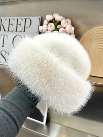 Νέο στυλ Fake Fox mink Γούνινα καπέλα Super Soft Γυναικεία Καπέλο χειμωνιάτικης ψεύτικης γούνας Βαμβακερή επένδυση Ζεστή ρωσική μόδα φασόλια σκι βελούδινα μασίφ