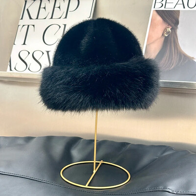 Jauns stils Viltus lapsas ūdeles kažokādas cepures Super mīkstas sieviešu ziemas mākslīgās kažokādas cepure Kokvilnas odere Silta krievu modes slēpošanas pupiņas plīša cieta