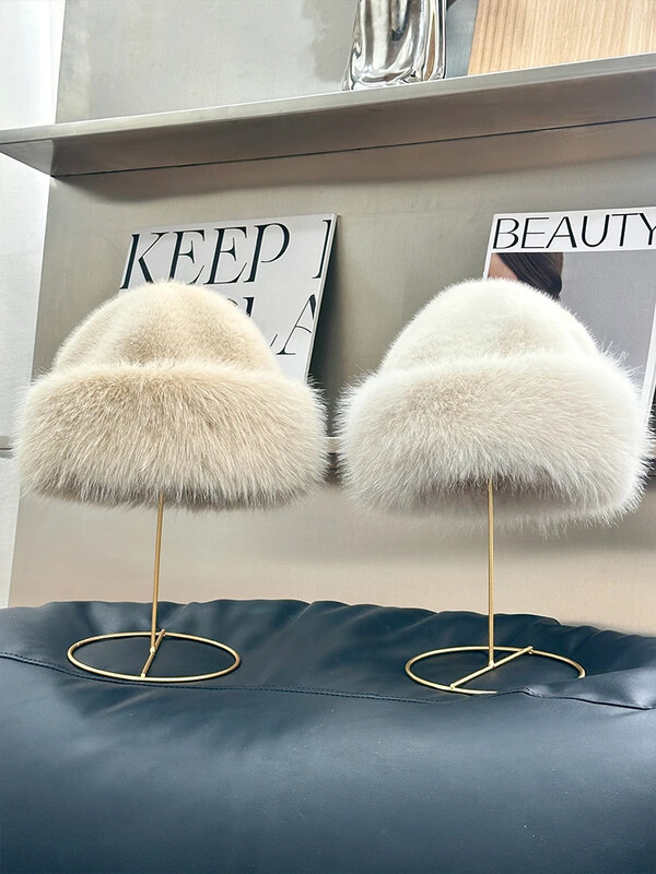 Jauns stils Viltus lapsas ūdeles kažokādas cepures Super mīkstas sieviešu ziemas mākslīgās kažokādas cepure Kokvilnas odere Silta krievu modes slēpošanas pupiņas plīša cieta