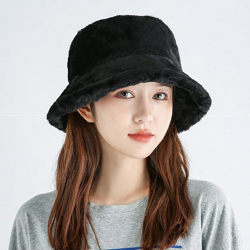 Pălărie cu găleată drăguță și pufoasă Pălărie cu găleată la modă, iarnă dulce, șepci calde pentru vreme rece, șepci pentru zăpadă nou