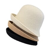 2024 Toamnă Iarnă Lână Cașmir Pălării pentru Femei Fată Culoare Solidă Moale Cald Elegantă Pălărie de găleată Fedoras Pălării de petrecere pentru cadou mamei