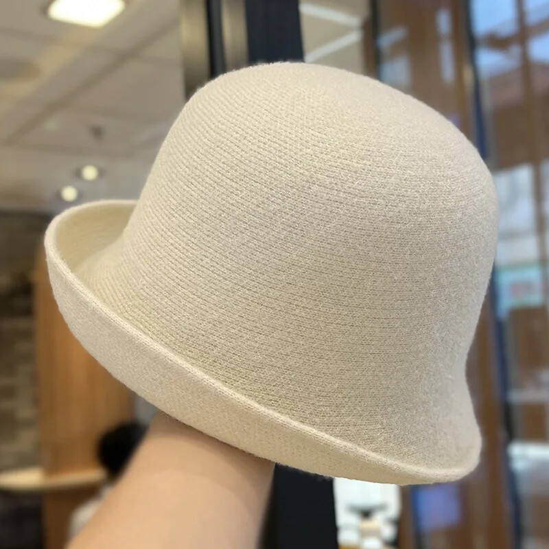 2024 Toamnă Iarnă Lână Cașmir Pălării pentru Femei Fată Culoare Solidă Moale Cald Elegantă Pălărie de găleată Fedoras Pălării de petrecere pentru cadou mamei