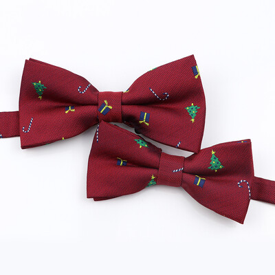 Muška božićna leptir mašna Visokokvalitetni jacquard tkani crveno plavi komplet leptir mašna roditelj-dijete Festivalska tema Djed Božićnjak Dodatak za kravatu