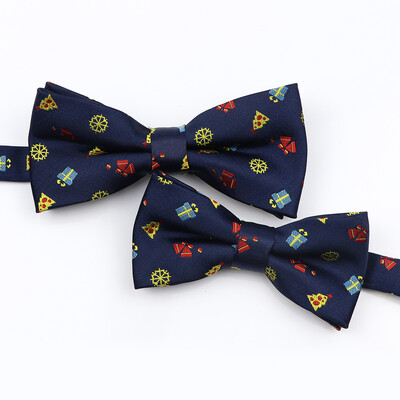 Muška božićna leptir mašna Visokokvalitetni jacquard tkani crveno plavi komplet leptir mašna roditelj-dijete Festivalska tema Djed Božićnjak Dodatak za kravatu