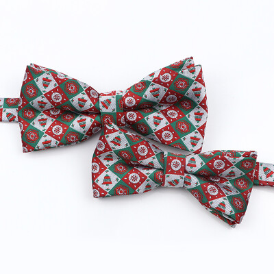 Muška božićna leptir mašna Visokokvalitetni jacquard tkani crveno plavi komplet leptir mašna roditelj-dijete Festivalska tema Djed Božićnjak Dodatak za kravatu