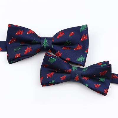 Muška božićna leptir mašna Visokokvalitetni jacquard tkani crveno plavi komplet leptir mašna roditelj-dijete Festivalska tema Djed Božićnjak Dodatak za kravatu