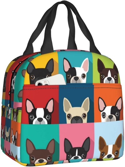 Geantă de prânz Cutie de prânz pentru câini drăguț, geantă izolată, pentru bărbați/femei, călătorii de muncă
