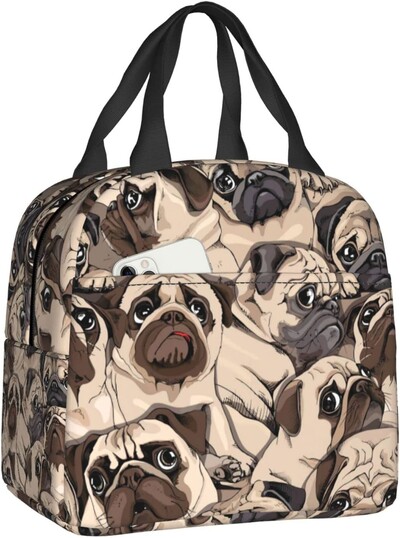 Geantă de prânz Cutie de prânz pentru câini drăguț, geantă izolată, pentru bărbați/femei, călătorii de muncă