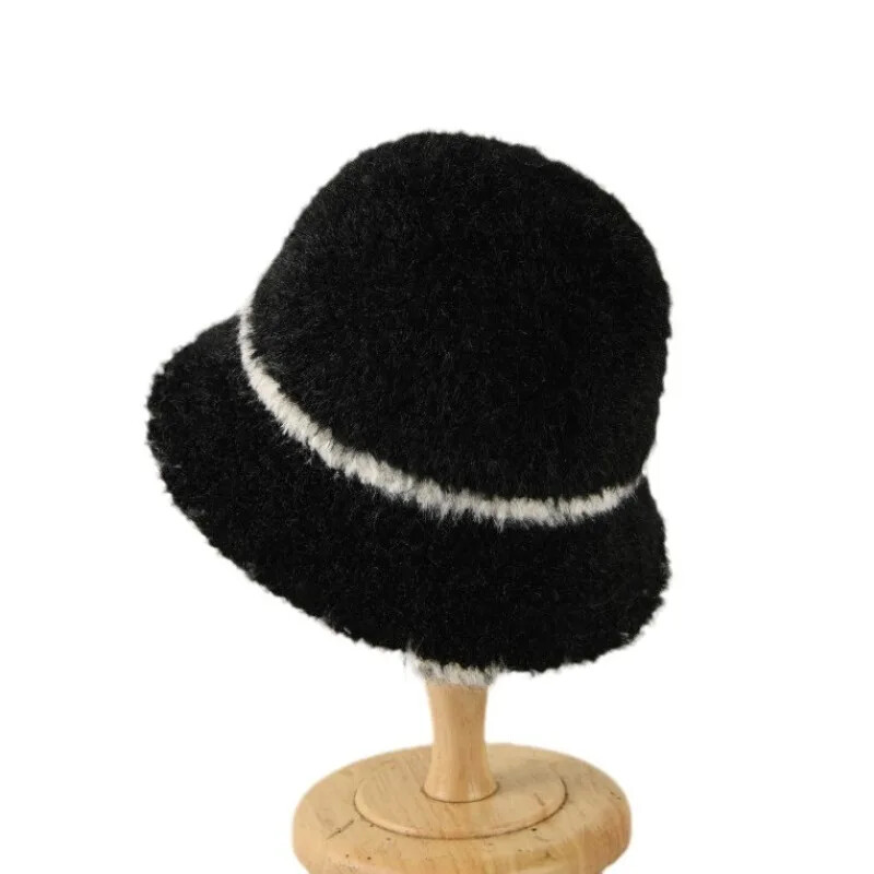 Rudens un ziemas japāņu svītrainām krāsām atbilstoša kausa cepure Sieviešu gadījuma daudzpusīga āra ceļojumu silta vēja necaurlaidīga baseina cepure