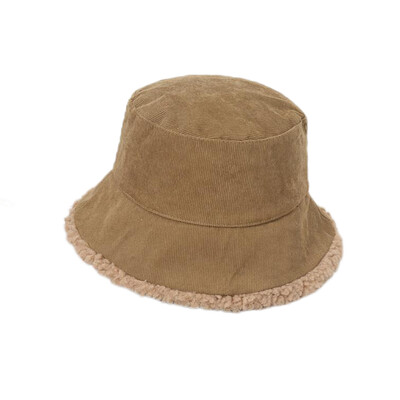 Toamnă Iarnă Pălărie nouă de pescar Copii Lână de miel îngroșată pe două fețe Moda japoneză Căldură de stradă Pălărie de bazin Găleată din velur