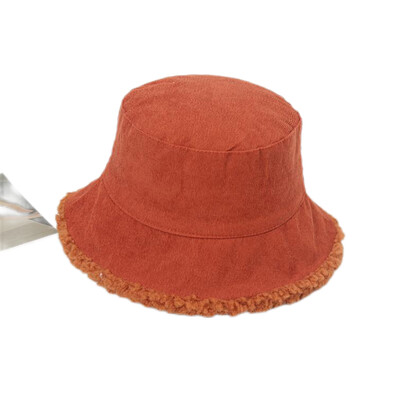 Toamnă Iarnă Pălărie nouă de pescar Copii Lână de miel îngroșată pe două fețe Moda japoneză Căldură de stradă Pălărie de bazin Găleată din velur