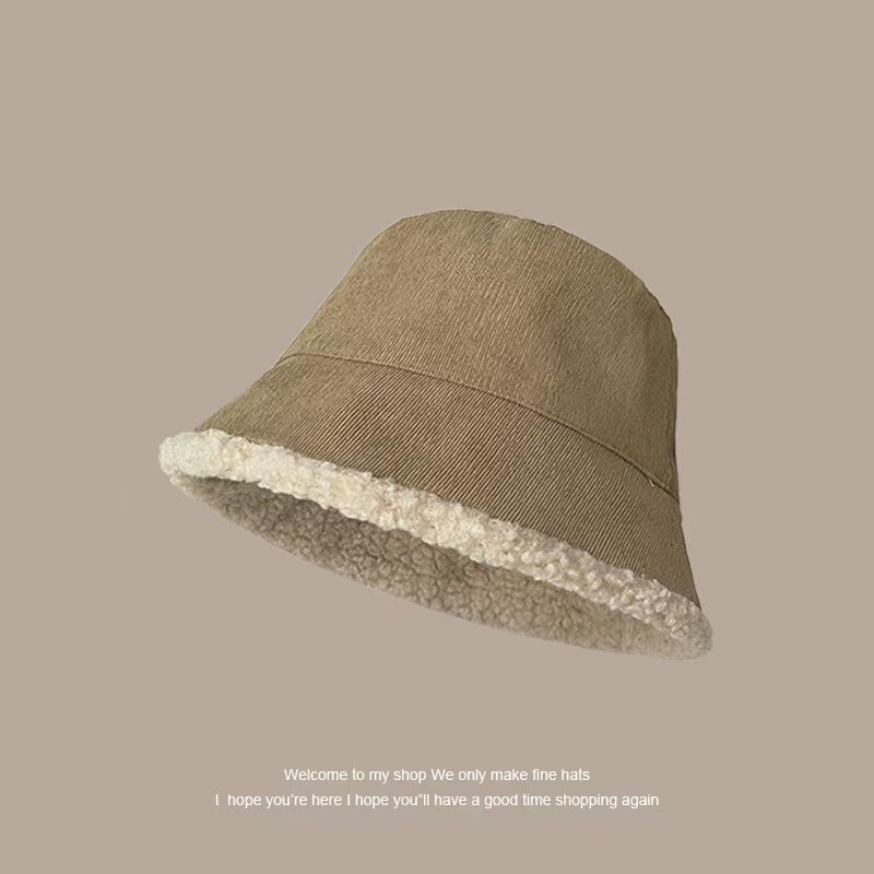 Toamnă Iarnă Pălărie nouă de pescar Copii Lână de miel îngroșată pe două fețe Moda japoneză Căldură de stradă Pălărie de bazin Găleată din velur