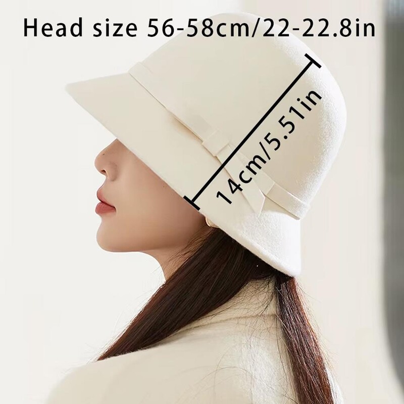 Pălărie de găleată de epocă în stil francez Pălărie din pâslă Căciulă Tweed Toamnă Lână Tweed Căldură, moale și rezistentă la vânt Pălărie pentru femei Pălărie solidă de pescar