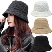 Pălărie cu găleată neagră de iarnă pentru femei, șapcă cu găleată în carouri, în aer liber, coreeană, ultra ușoară, din bumbac, pălărie de pescar, elegantă, portabilă